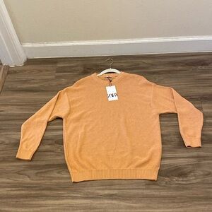 ZARA peach /orange‎ long sleeved knit sweater